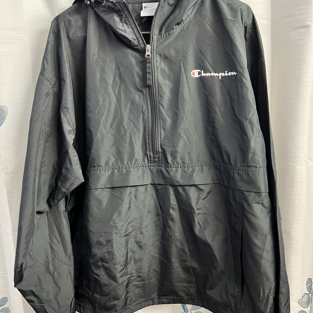 Hooded Champion Half Zip Winbreaker size Large